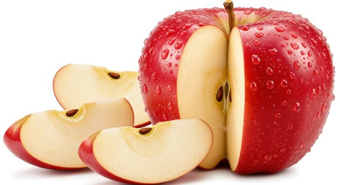 Sliced Red Apple on White