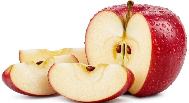 Red Apple with Dew Drops