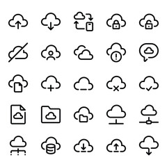 Fototapeta premium Outline icons set for Cloud computing.
