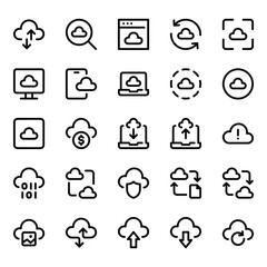 Outline icons set for Cloud computing.