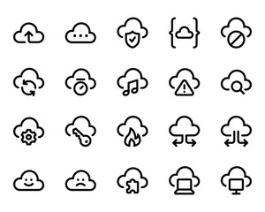 Obraz premium Outline icons set for Cloud computing.