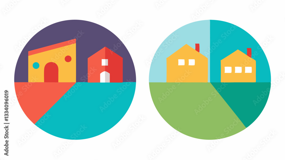 Poster diversity decline two pie charts showing the demographic distribution of a neighborhood before and a