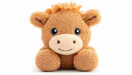 Adorable brown plush pony toy sitting