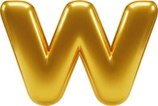 Golden balloon letter W. Shiny, inflatable, and vibrant.
