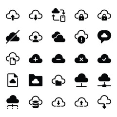 Glyph icons set for Cloud computing.