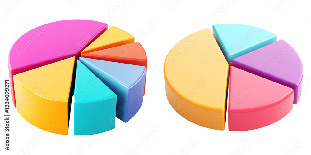 Aufkleber colorful pie charts with various segments representing data distribution
