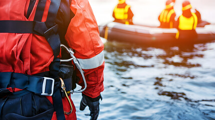 Emergency services responding to a natural disaster, showcasing quick action and coordination in disaster relief efforts.
