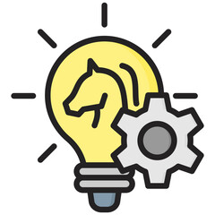 Strategy Development icon in Flat Color Style With Outline. Simple Vector Design. Simple Vector Flat Icon