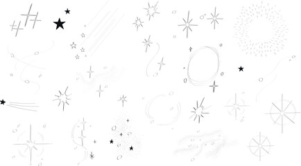 Set of hand drawn doodle stars and constellations. Vector illustration.