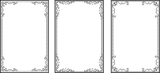 Vintage Retro Ornamental Decorative Border Frame and Frames Borders Vector Illustration.