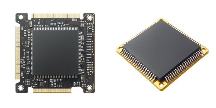 Innovation in electronics close-up on circuit board components