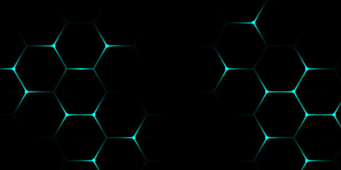 Cyberpunk-Style Hexagonal Network with Soft blue Lighting. Modern Minimalist Hexagonal Texture with Neon Accents. Vector. Hexagon. 