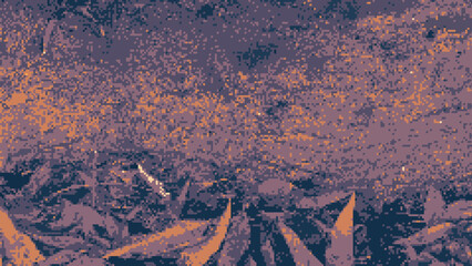 Pixel art forest floor in autumn