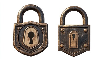 Digital Security Icons and a Lock Symbol - Futuristic Graphic