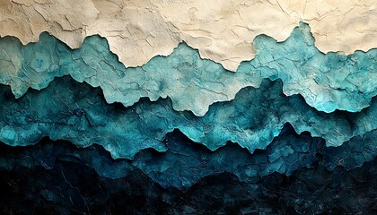 Naklejka premium Abstract textured artwork with layers of blue and cream colors