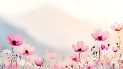 Naklejka premium Blooming cosmos flowers nature landscape eco-friendly environment serene viewpoint