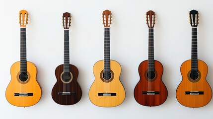 Obraz premium Six Guitars Neatly Arranged, Symbolizing Harmony and Precision in Design 