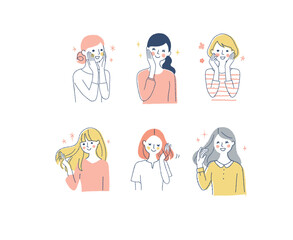 スキンケア・ヘアケア　笑顔の女性　セット