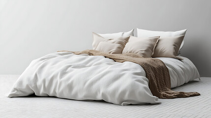 bright minimalist bedroom with pillows 