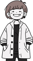 Smiling Person in Casual Outfit, Cartoon Character Design.