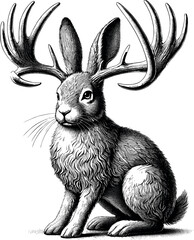 Jackalope vector black silhouette print design