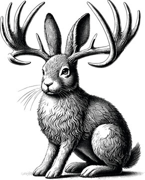Jackalope vector black silhouette print design