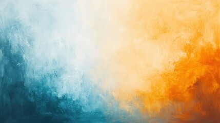 Vibrant blues, whites, and oranges swirl in this abstract oil painting, creating a dreamy, ethereal mood. A captivating blend of color and light