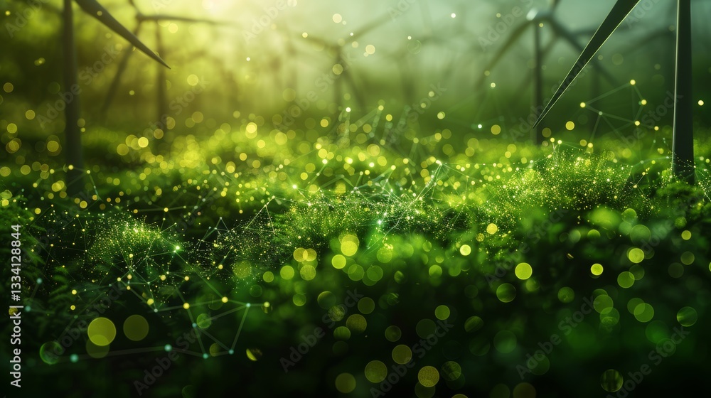 Aufkleber dynamic illustration of green energy innovation with abstract elements representing sustainable deve