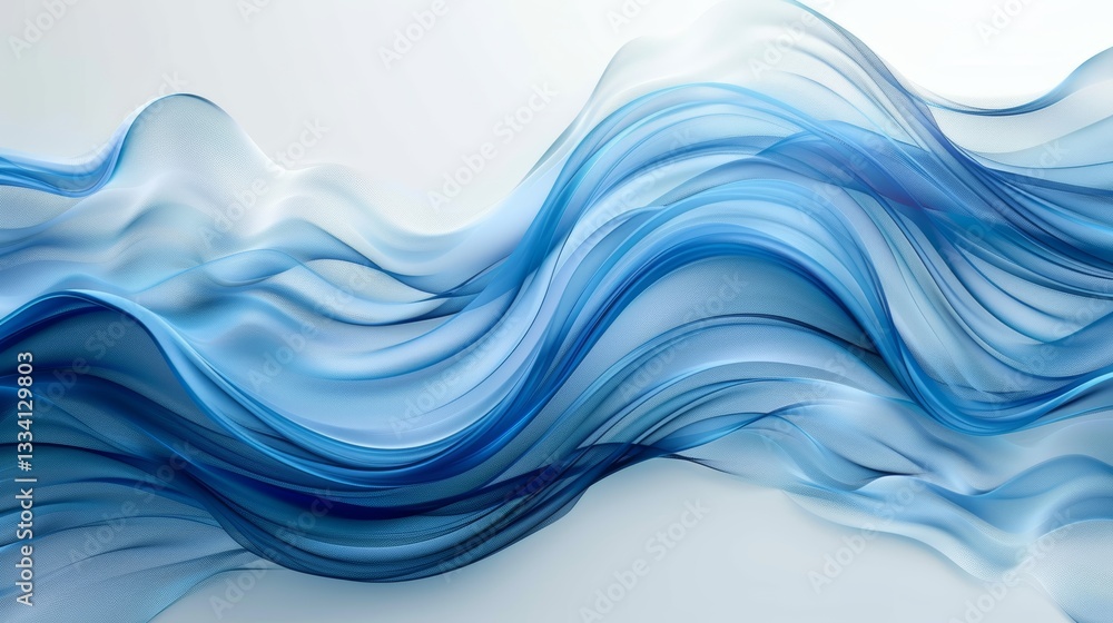 Poster elegant and mesmerizing abstract background featuring dynamic flowing waves in shades of cerulean an