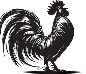 hen with her chicks silhouette vector illustration on a white background