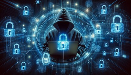 Digital security and privacy concept. Visual metaphor for cybersecurity and online safety.
