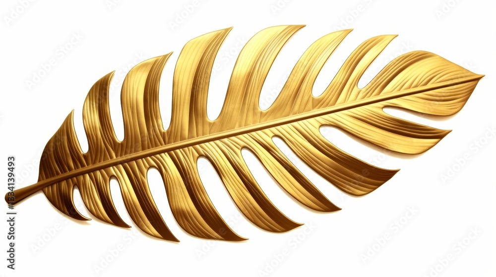 Poster gleaming golden leaf artfully displayed against a pristine white backdrop, showcasing its intricate 