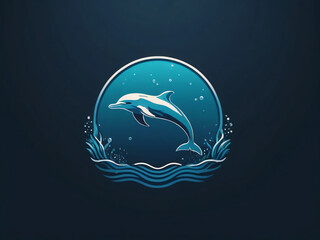This dolphin logo portrays a sleek and contemporary marine look.