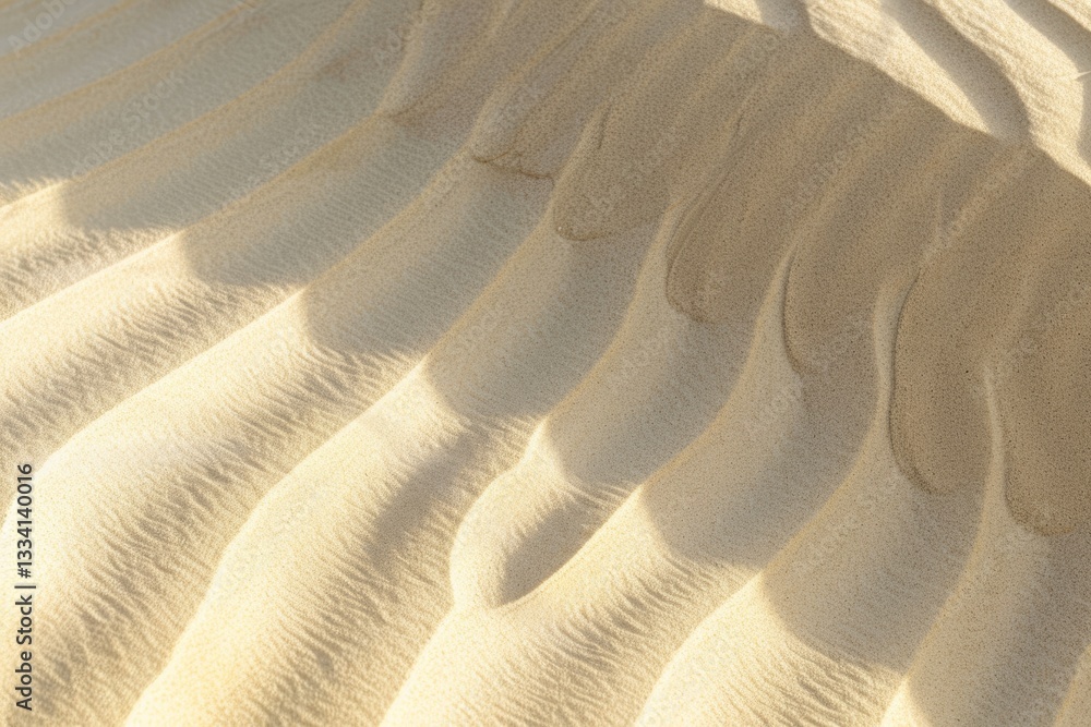 Poster golden hour illuminates the undulating surface of a vast desert dune, creating captivating patterns 