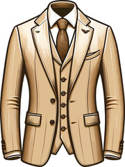 Tan beige color tailored suit on white background business suit business mens suit man in suit.