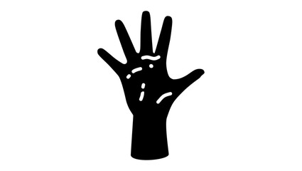 Psoriasis on hand , black isolated silhouette