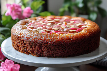 rhubarb almond cake