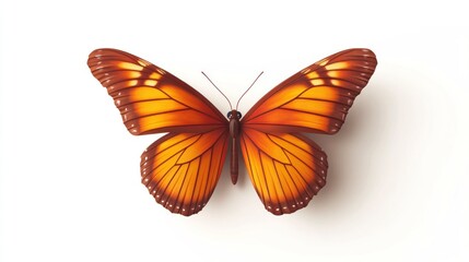 Obraz premium Vibrant orange and brown butterfly, isolated on white background. Detailed wings and body, showcasing nature's beauty