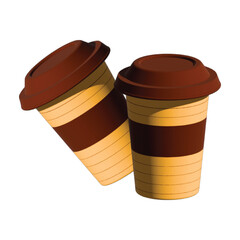 Disposable Coffee Cups on a white background PNG 