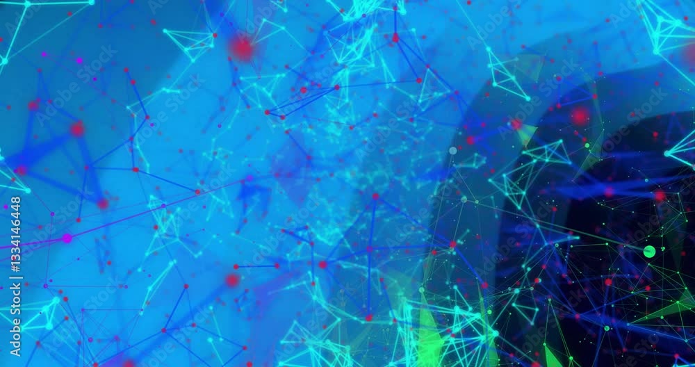Poster animation of glowing lines and nodes forming complex geometric patterns