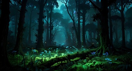 dark forest in the night