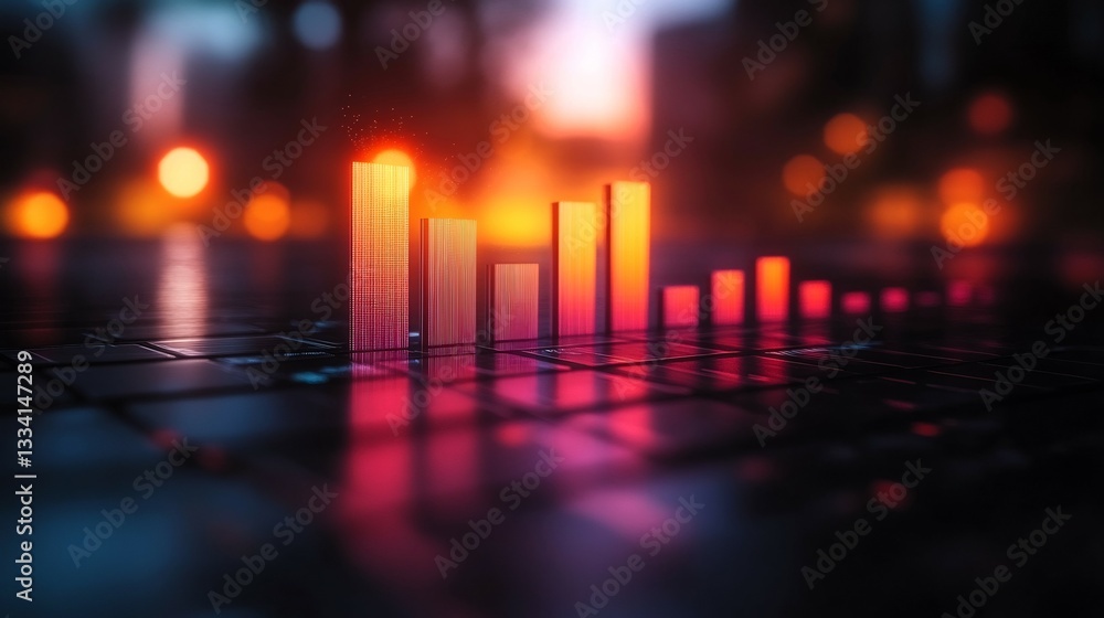 Poster modern sales performance bar graph clean lines varying bar heights soft gradients no text minimalist