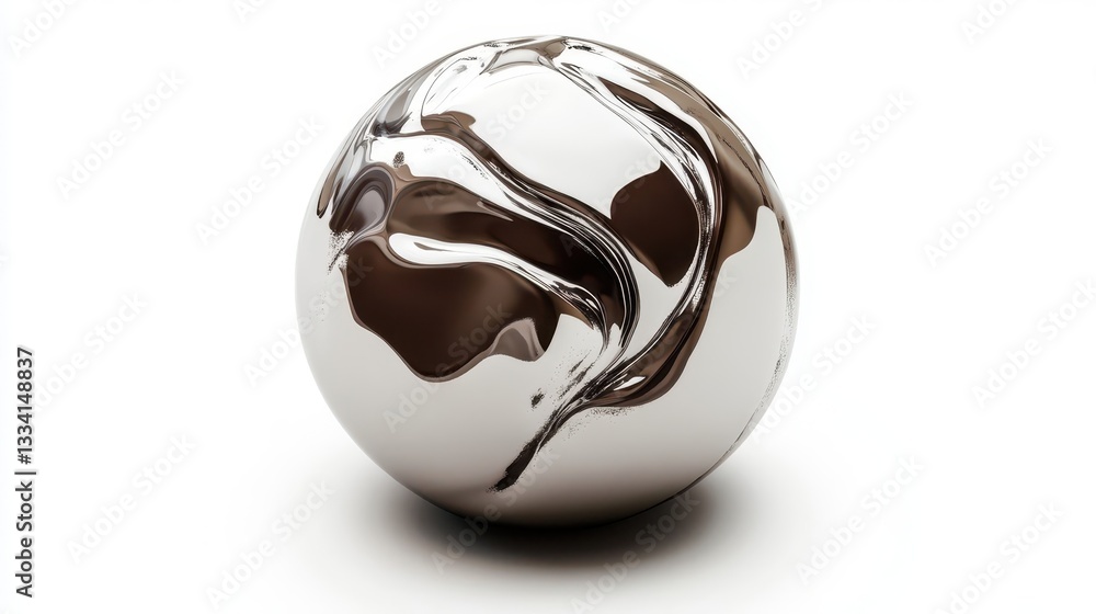 Poster the reflective metallic orb showcases flowing liquidlike patterns on its surface