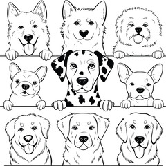 set of dog head vector