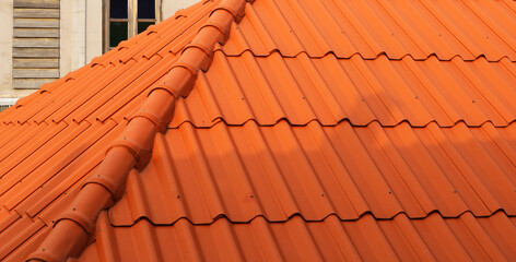 Hip roof tiles pattern background.