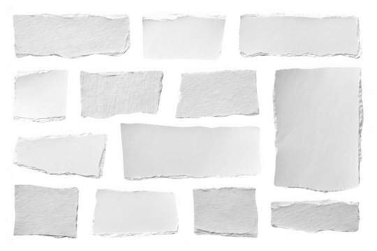 White textured paper pieces arranged in collage style, creating unique background