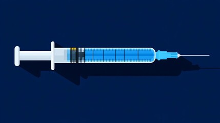 Clean flat design icon of syringe professional look blue and white simple and sleek for medical use