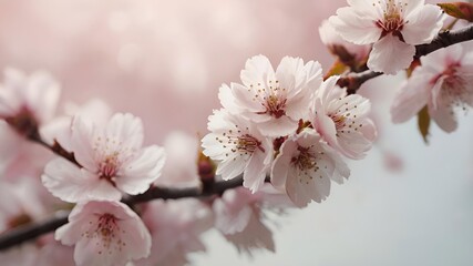 Fototapeta premium Beautiful Cherry Blossom Flowers in Soft Pink Spring Bloom