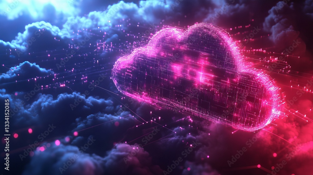 Poster abstract artificial intelligence concept – cloud computing and digital network connections represent