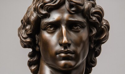 Bronze Bust of Antinous - A Captivating Close-Up of Classical Beauty